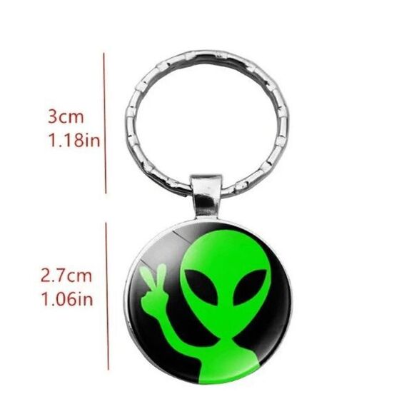 Alien Peace Sign Keychain - Picture 3 of 3